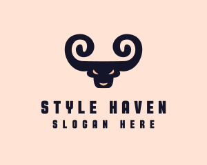 Ranch - Spiral Horn Bull logo design