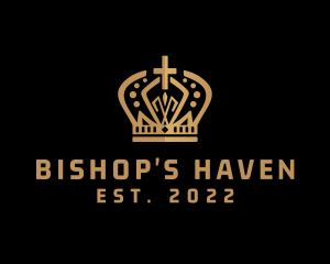 Bishop - Golden Pope Crown logo design