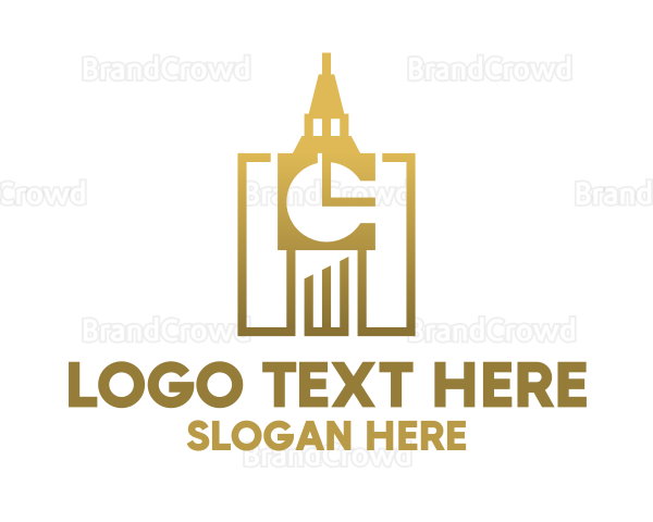 Golden Big Ben Tower Logo