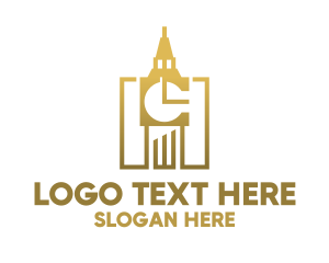 Uk - Golden Big Ben Tower logo design