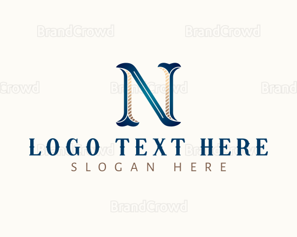 Western Saloon Calligraphy Letter N Logo