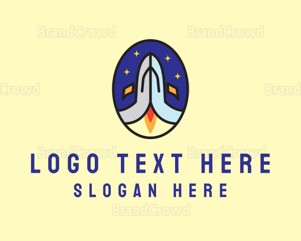 Hand Space Rocket Logo