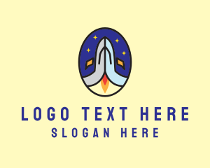 Outer Space - Hand Space Rocket logo design