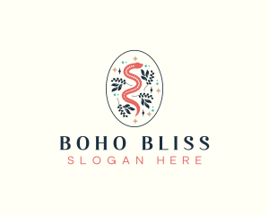 Floral Serpent Boho logo design