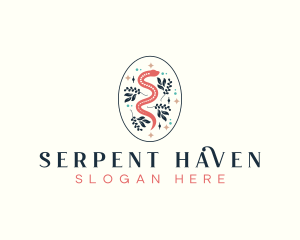 Floral Serpent Boho logo design