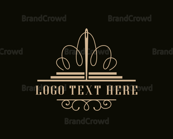 Crown Needle Sewing Logo