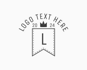 Line Art - Crown Banner Stitch logo design