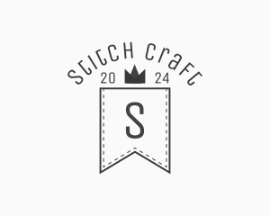 Stitch - Crown Banner Stitch logo design