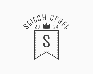 Crown Banner Stitch logo design