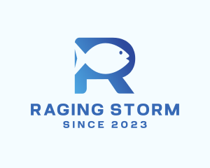 Fish Letter R logo design