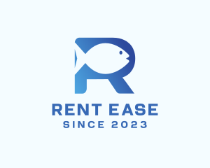 Fish Letter R logo design