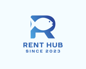 Fish Letter R logo design