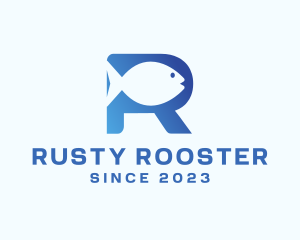 Fish Letter R logo design