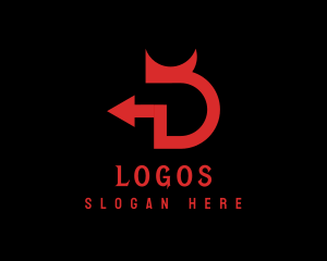 Horns - Red Devil Letter D logo design