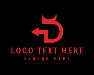 Hannya - Red Devil Letter D logo design
