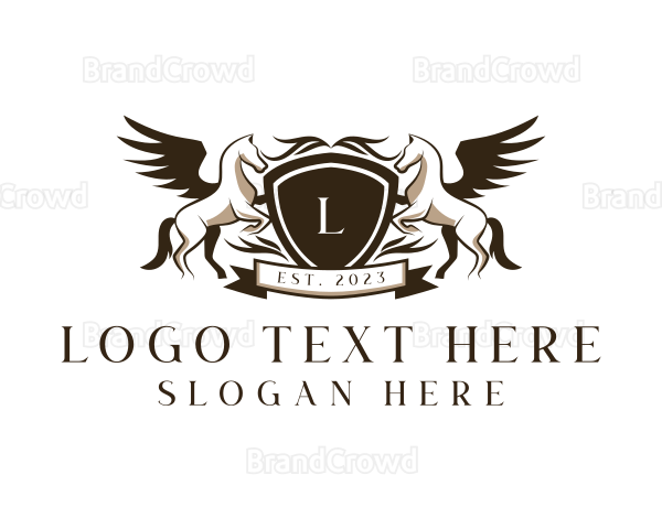 Premium Pegasus Shield Logo