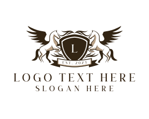 Pegasus - Premium Pegasus Shield logo design