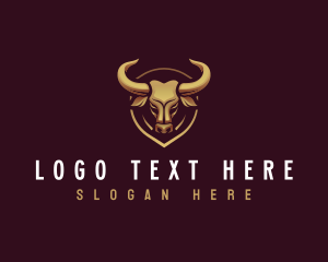 Ox - Bull Horn Shield logo design