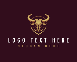 Steak - Bull Horn Shield logo design