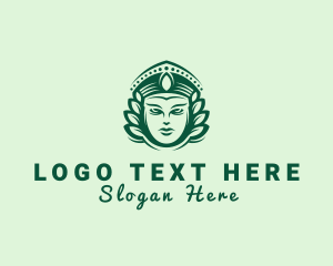 Vegan - Nature Woman Face logo design
