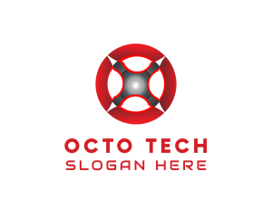 Red Software Tech Letter O logo design