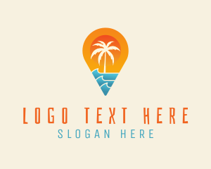 Palm Tree - Island Pin Location logo design