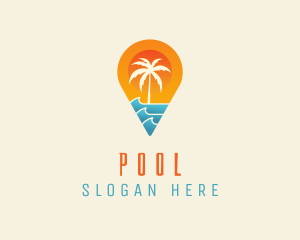 Palm Tree - Island Pin Location logo design