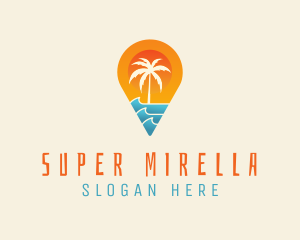 Sea - Island Pin Location logo design