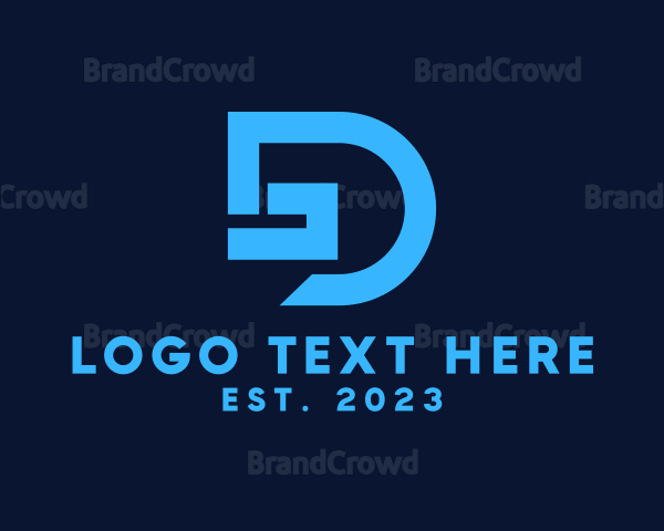 Blue Digital Letter D Logo