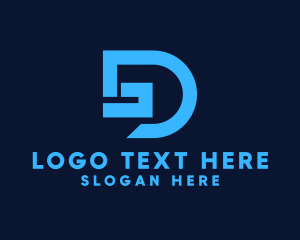 Blue Digital Letter D  Logo