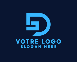 Blue Digital Letter D  Logo