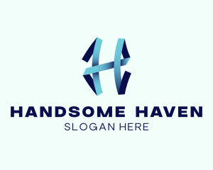 Ribbon Letter H logo design