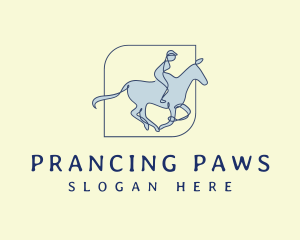 Prancing - Monoline Horseback Rider logo design