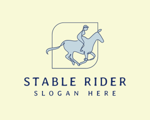 Monoline Horseback Rider logo design