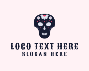 Calacas - Floral Skull Festival logo design