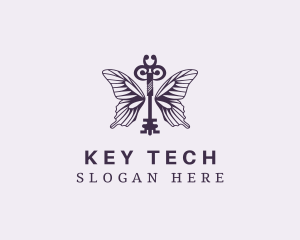 Butterfly Wing Key logo design