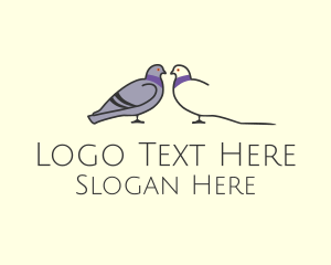 Heart - Pigeon Bird Communication Couple logo design