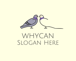 Online Relationship - Pigeon Bird Communication Couple logo design
