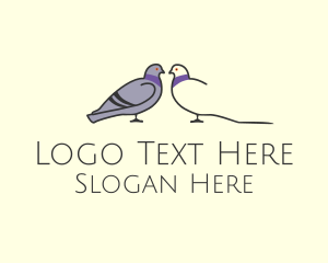 Feather - Pigeon Bird Communication Couple logo design