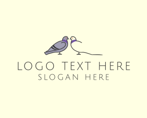 Love - Pigeon Bird Communication Couple logo design