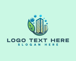 Eco - Leaf Cleaning Building logo design