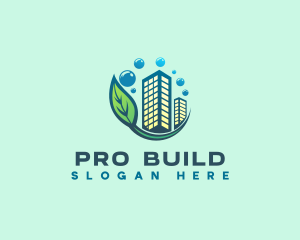 Leaf Cleaning Building  logo design