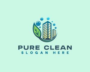 Leaf Cleaning Building  logo design