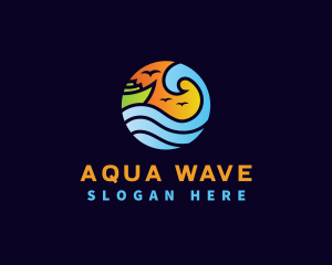 Travel Vacation Wave logo design