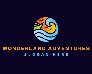 Travel Vacation Wave logo design