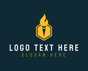 Flaming - Hexagon Academic Torch logo design