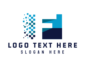 Tech - Digital Pixel Letter F logo design