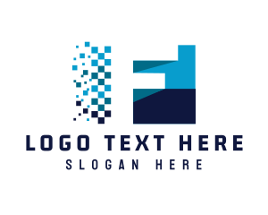 App - Digital Pixel Letter F logo design