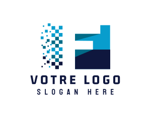 App - Digital Pixel Letter F logo design