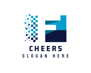 Technology - Digital Pixel Letter F logo design